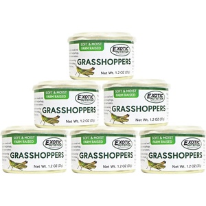 image:imageCanned Grasshoppers 6 Pack  Healthy High Protein Insect Treat  Hedgehogs Sugar Gliders Reptiles Wild Birds Chickens Lizards Bearded Dragons Skunks Opossums Fish Amphibians