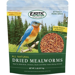 image:imageDried Mealworms  100 Natural NonGMO High Protein Bulk Insect Treat for Chicken Laying Hen Chick Wild Bird Bluebird Duck Goose Turkey Chickadee Titmice Wren Reptile Fish 2 lb2 Pound Pack of 1