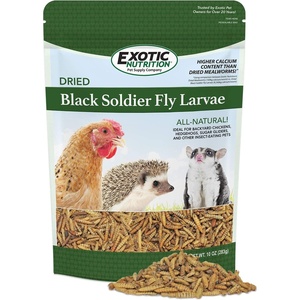 image:imageExotic Nutrition Dried Black Soldier Fly Larvae 15 oz  HighCalcium Insect Treat  Chickens Wild Birds Hedgehogs Bluebirds Reptiles Sugar Gliders Opossums Skunks Lizards Fish10 Ounce Pack of 1