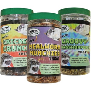 image:imageExotic Nutrition Dried Insect 3 Pack  Crickets Grasshoppers Mealworms  for Sugar Gliders Hedgehogs Wild Birds Chickens Turtles Tropical Fish Reptiles