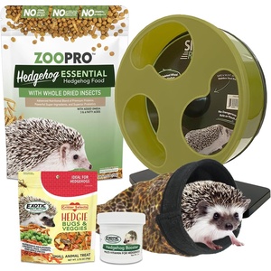 image:imageExotic Nutrition Starter Package for Hedgehogs  Includes Exercise Wheel Healthy Food Natural Treat MultiVitamin amp Hideout